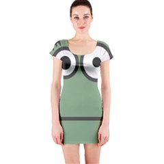 Cartoon Cute Frankenstein Halloween Short Sleeve Bodycon Dress