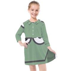 Cartoon Cute Frankenstein Halloween Kids  Quarter Sleeve Shirt Dress by Sudhe