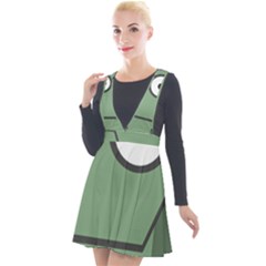 Cartoon Cute Frankenstein Halloween Plunge Pinafore Velour Dress