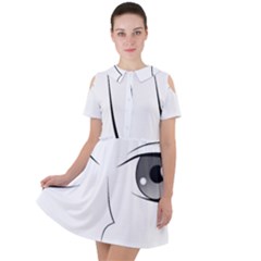 Eyes Manga Anime Female Cartoon Short Sleeve Shoulder Cut Out Dress  by Sudhe