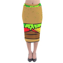 Hamburger Cheeseburger Fast Food Velvet Midi Pencil Skirt by Sudhe