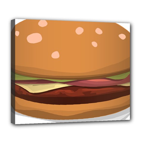 Hamburger Cheeseburger Burger Lunch Deluxe Canvas 24  X 20  (stretched) by Sudhe