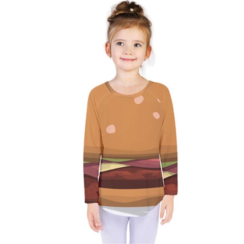 Hamburger Cheeseburger Burger Lunch Kids  Long Sleeve Tee by Sudhe