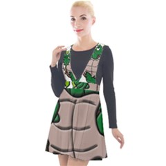 Amphibian Animal Cartoon Reptile Plunge Pinafore Velour Dress