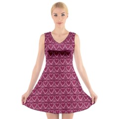 Heart Shaped Print Design V-neck Sleeveless Dress