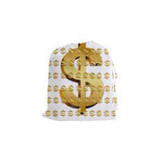 Dollar Money Gold Finance Sign Drawstring Pouch (small) by Mariart
