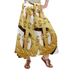 Dollar Money Gold Finance Sign Satin Palazzo Pants by Mariart