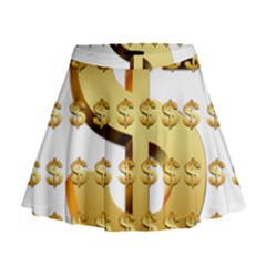 Dollar Money Gold Finance Sign Mini Flare Skirt by Mariart