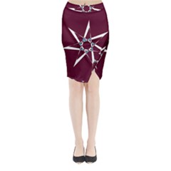 Star Sky Design Decor Red Midi Wrap Pencil Skirt