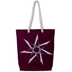 Star Sky Design Decor Red Full Print Rope Handle Tote (small)