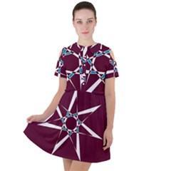 Star Sky Design Decor Red Short Sleeve Shoulder Cut Out Dress  by Alisyart