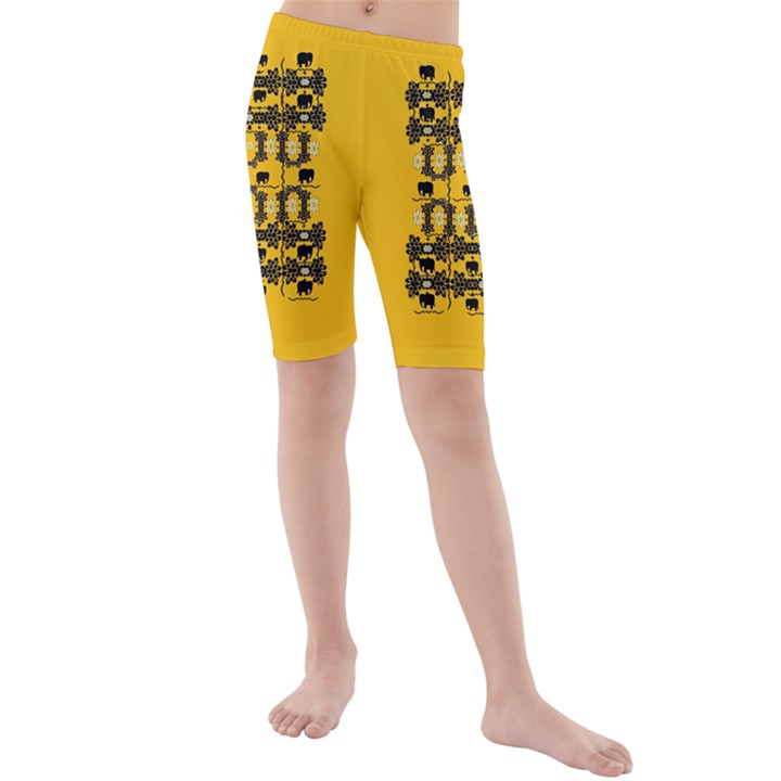 Jungle Elephants Kids  Mid Length Swim Shorts