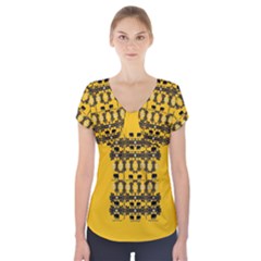 Jungle Elephants Short Sleeve Front Detail Top by pepitasart