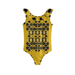 Jungle Elephants Kids  Frill Swimsuit