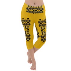 Jungle Elephants Lightweight Velour Capri Yoga Leggings