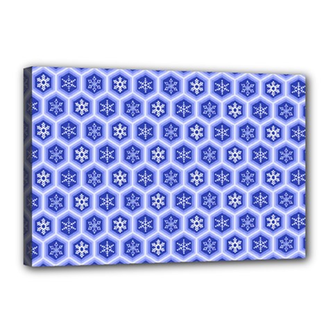 Hexagonal Pattern Unidirectional Blue Canvas 18  X 12  (stretched)