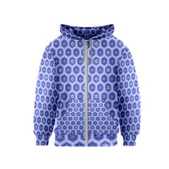 Hexagonal Pattern Unidirectional Blue Kids  Zipper Hoodie