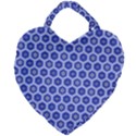 Hexagonal Pattern Unidirectional Blue Giant Heart Shaped Tote View1