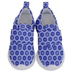 Hexagonal Pattern Unidirectional Blue Kids  Velcro No Lace Shoes