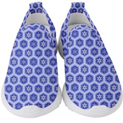 Hexagonal Pattern Unidirectional Blue Kids  Slip On Sneakers by Mariart