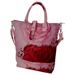 Elegant Floral Design, Wonderful Roses Buckle Top Tote Bag by FantasyWorld7