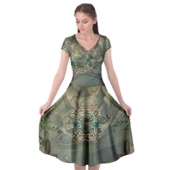 Celtic Knot On Vintage Background Cap Sleeve Wrap Front Dress by FantasyWorld7
