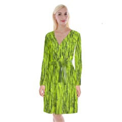 Agricultural Field   Long Sleeve Velvet Front Wrap Dress by rsooll