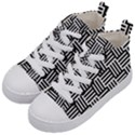 Black And White Basket Weave Kids  Mid-Top Canvas Sneakers View2