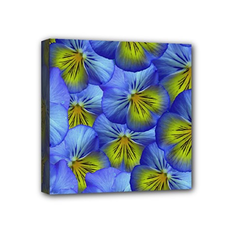 Flowers Pansy Background Purple Mini Canvas 4  X 4  (stretched) by Mariart