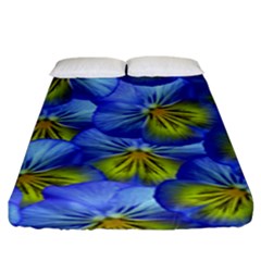 Flowers Pansy Background Purple Fitted Sheet (king Size) by Mariart