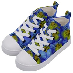 Flowers Pansy Background Purple Kids  Mid-top Canvas Sneakers