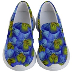 Flowers Pansy Background Purple Kids  Lightweight Slip Ons