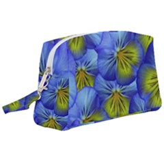Flowers Pansy Background Purple Wristlet Pouch Bag (large)