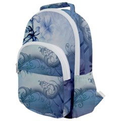 Wonderful Elegant Floral Design Rounded Multi Pocket Backpack by FantasyWorld7