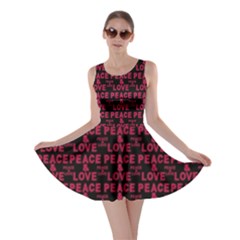 Peace And Love Typographic Print Pattern Skater Dress by dflcprintsclothing