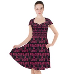 Peace And Love Typographic Print Pattern Cap Sleeve Midi Dress by dflcprintsclothing