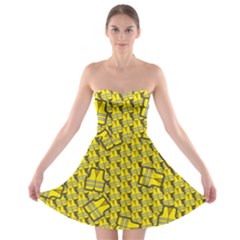 Gilet Jaune Pattern Yellowvests Cowcow Gilet Jaune Pattern Funny Yellow Vests Strapless Bra Top Dress by snek