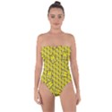 Gilet Jaune Pattern Yellowvests Cowcow Gilet Jaune Pattern Funny Yellow Vests Tie Back One Piece Swimsuit View1