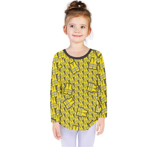 Gilet Jaune Pattern Yellowvests Cowcow Gilet Jaune Pattern Funny Yellow Vests Kids  Long Sleeve Tee by snek