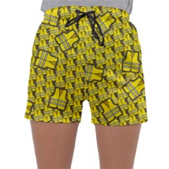 Gilet Jaune Pattern Yellowvests Cowcow Gilet Jaune Pattern Funny Yellow Vests Sleepwear Shorts by snek