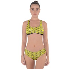 Gilet Jaune Pattern Yellowvests Cowcow Gilet Jaune Pattern Funny Yellow Vests Criss Cross Bikini Set by snek