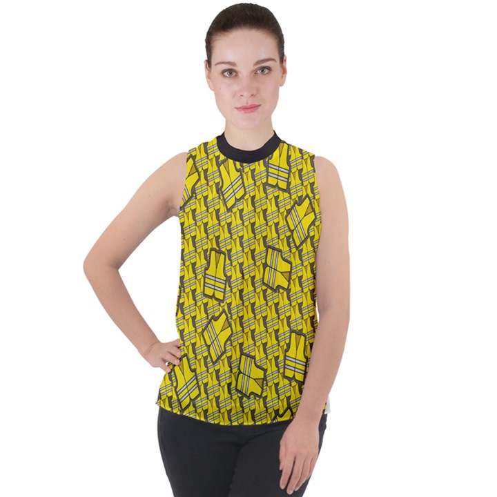 Gilet Jaune Pattern Yellowvests Cowcow Gilet Jaune Pattern Funny Yellow Vests Mock Neck Chiffon Sleeveless Top