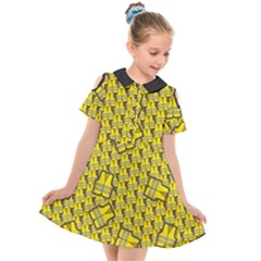 Gilet Jaune Pattern Yellowvests Cowcow Gilet Jaune Pattern Funny Yellow Vests Kids  Short Sleeve Shirt Dress by snek