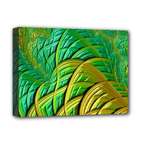 Patterns Green Yellow String Deluxe Canvas 16  X 12  (stretched)  by Alisyart