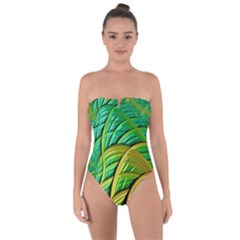 Patterns Green Yellow String Tie Back One Piece Swimsuit