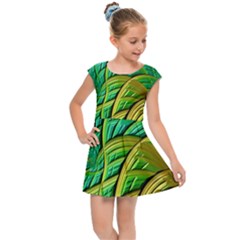 Patterns Green Yellow String Kids  Cap Sleeve Dress