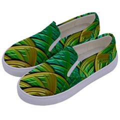 Patterns Green Yellow String Kids  Canvas Slip Ons