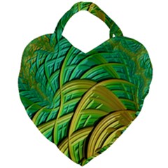 Patterns Green Yellow String Giant Heart Shaped Tote by Alisyart