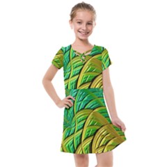 Patterns Green Yellow String Kids  Cross Web Dress