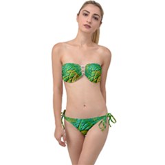 Patterns Green Yellow String Twist Bandeau Bikini Set by Alisyart